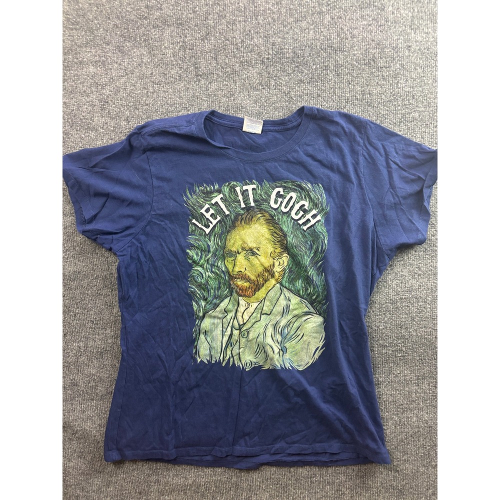 Van Gogh T-Shirt Men XL Blue Let It Gogh Art Graphic Tee Short Sleeve